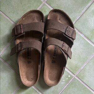 Birkenstock Mens Tan Double-Strap Sandals